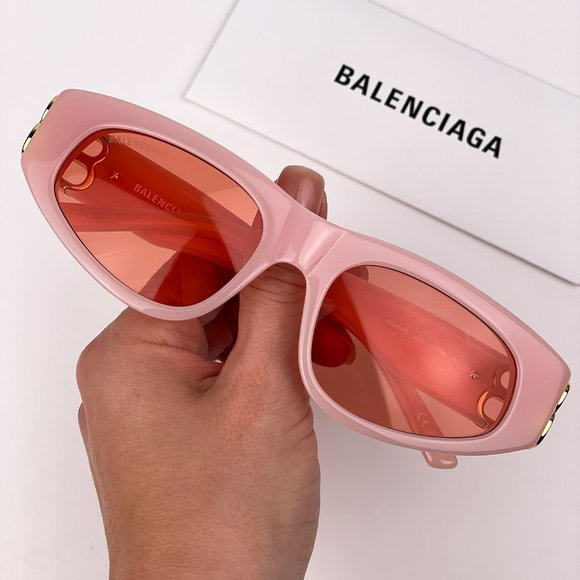 Balenciaga BB0095S 003 BRAND NEW Sunglasses Pink Gold Red Cat Eye Unisex - Picture 1 of 11